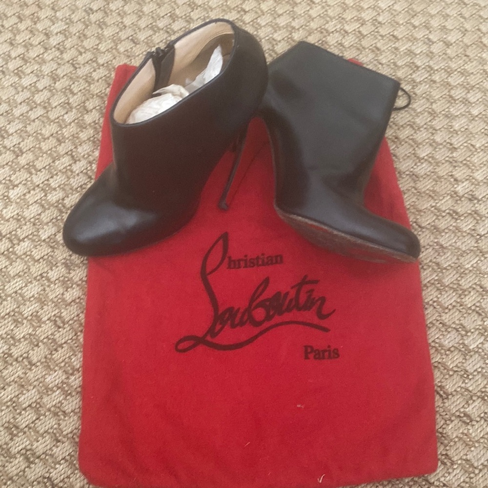 Christian Louboutin Black Leather Belle Ankle Boots